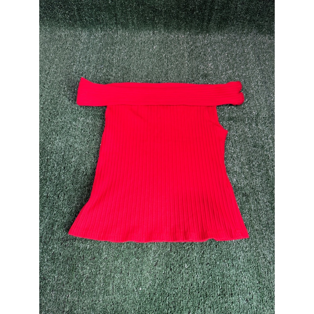 Madewell Ribbed Off The Shoulder Red Top Size S